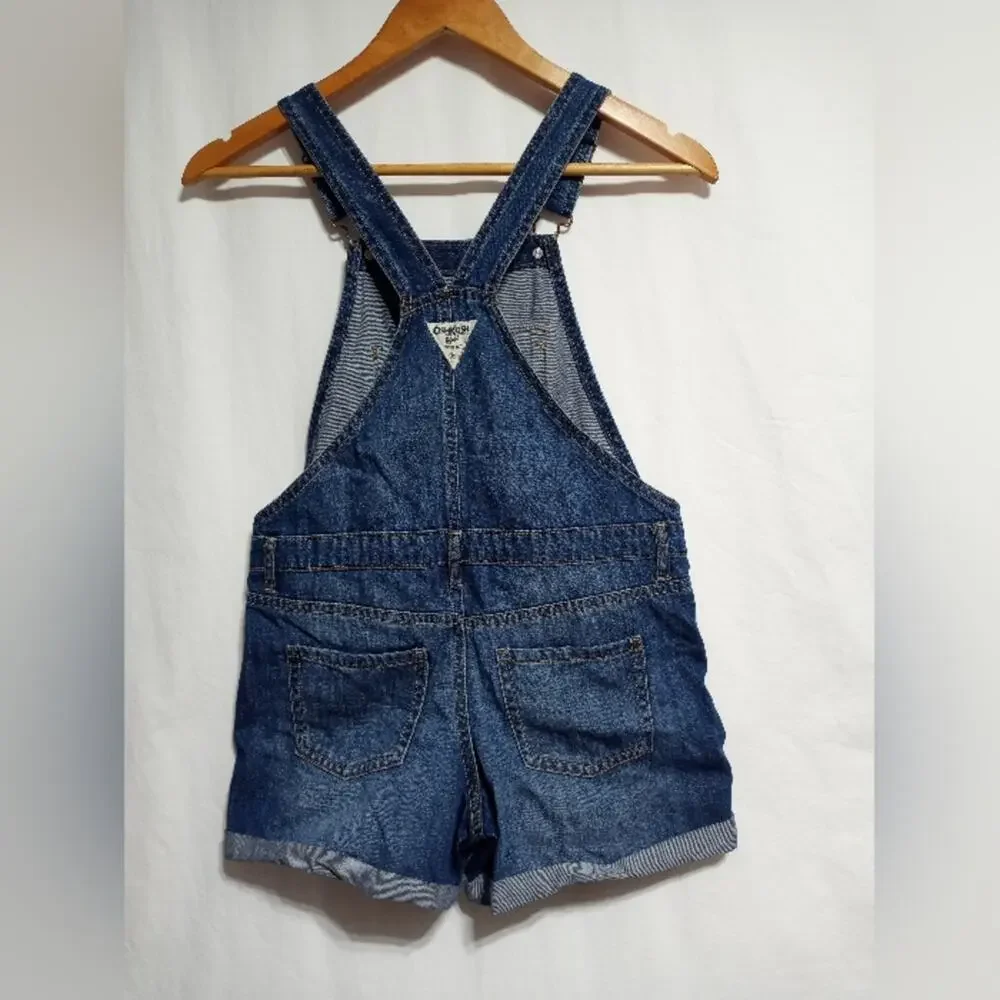 Oshkosh B'gosh Girls Denim Blue Jean Bib Overall Shorts Size Child 12